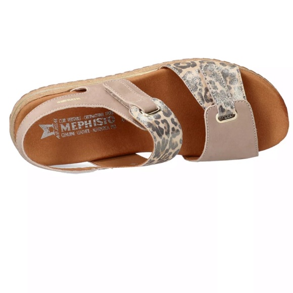 MEPHISTO Jade Metallic Gold Tan Leather Animal Print Chunky NWT Sole Sandals 8 - Picture 2 of 10